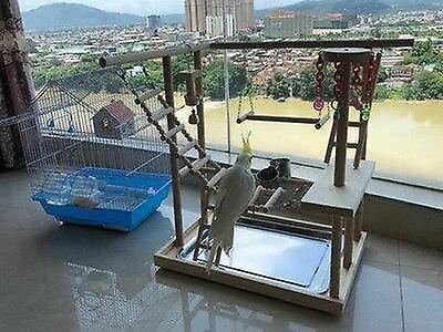 Bird Toys Wood Parrot Playground Bird Perch With Toys Bird Frame Stand Cage Bird Suspension Bridge|B
