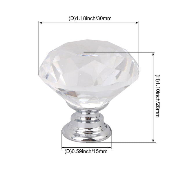 12pcs Drawer Knob Crystal Glass Diamond Cabinet Dresser Pull with ScrewWS842