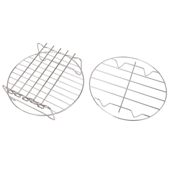 2PCS Air Fryer Double Rack Kitchen Tools for 4.2-6.8QT 8 Inch SilverWS929