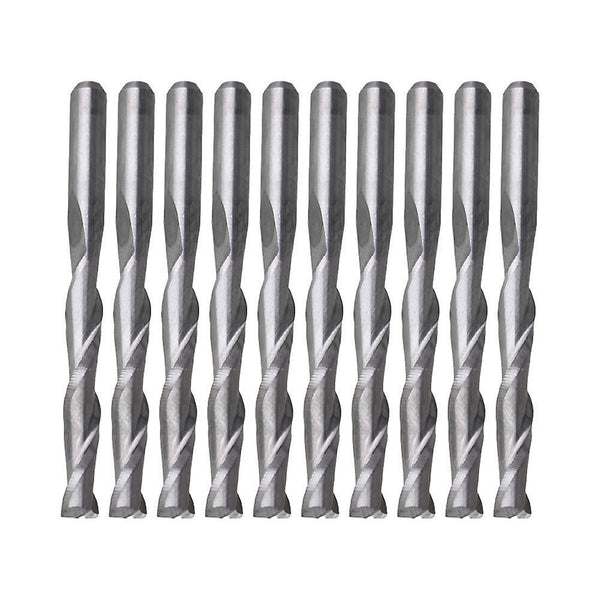 10x Solid Carbide Double Two Flute Spiral Cutter 3.175x22mm CNC Router BitsWS5119