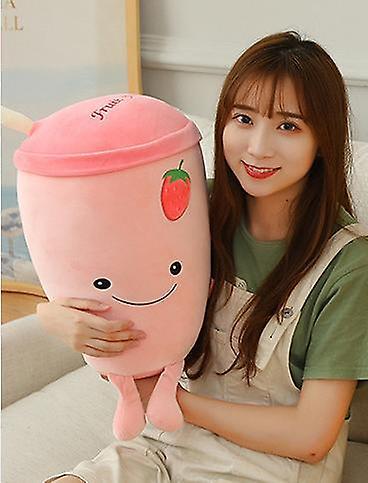 25cm Cute Fruit Juice Cup Shaped Pillow Peluches Toys Stuffed Soft Plush Bubble Tea (Strawberry)WS24578