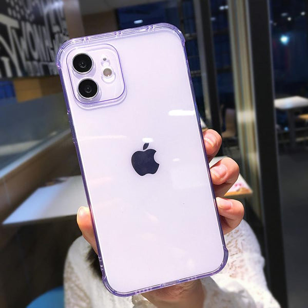 Candy Color Transparent Silicone Case For iPhone 13 12 Mini 11 Pro Max 7 8 Plus X XR XS Max SE 2020 Fashion Camera Protection Shell