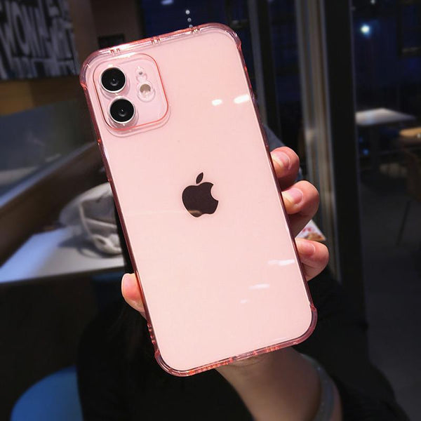 Candy Color Transparent Silicone Case For iPhone 13 12 Mini 11 Pro Max 7 8 Plus X XR XS Max SE 2020 Fashion Camera Protection Shell