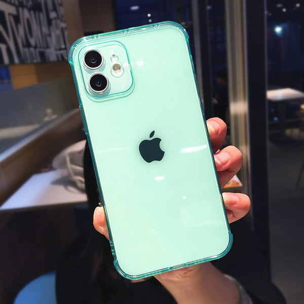 Candy Color Transparent Silicone Case For iPhone 13 12 Mini 11 Pro Max 7 8 Plus X XR XS Max SE 2020 Fashion Camera Protection Shell