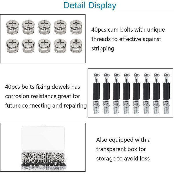 Screws 40 Set Cam Fittings Connecting Furniture Cabinets Invisible Kitchen Furniture Connector  14 M