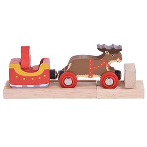 Toy Trains Train Sets Bigjigs Rail Santa Sleigh with Reindeer - Other Major Wooden Rail Brands are C