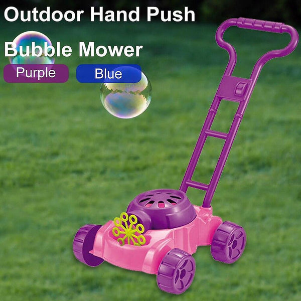 Bubble blowing toys children foam mower toy outdoor game non toxic fun automatic bubble machine with music purple