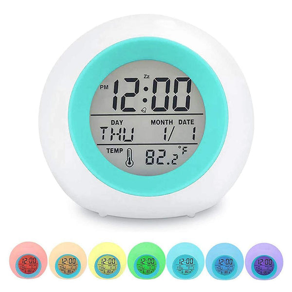 Blue Children's Digital Alarm Clock Led Children Alarm Clock 7 Colors Alarm Clocks