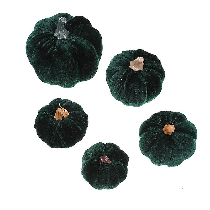 14X12.5X12.5CM Dark Green Holiday Ornaments 5pcs Artificial Pumpkins Ornaments Simulated Pumpkins Adornments