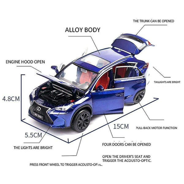 Toy cars 1:32 lexus nx200t alloy pull back car model diecast metal toy vehicles with sound light 6 open doors