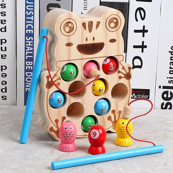 Fishing Toys Magnetic Fishing Games Frog Model Baby Wooden Toys Kindergarten Christmas gift|Fishing