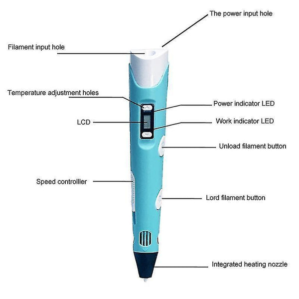 3D printers 3d printing pen diy drawing pen with lcd display 3d pen with 12 colors 100 meter pla filament