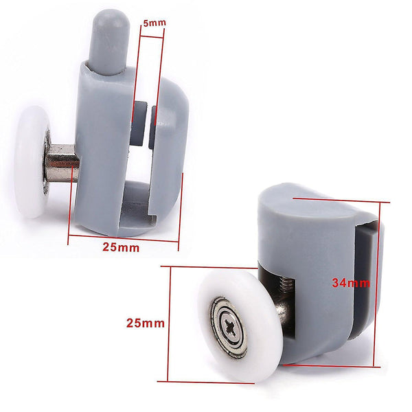 Casters 8x roll dual roller roulette wheel shower door bathroom - roller diametre 25mm