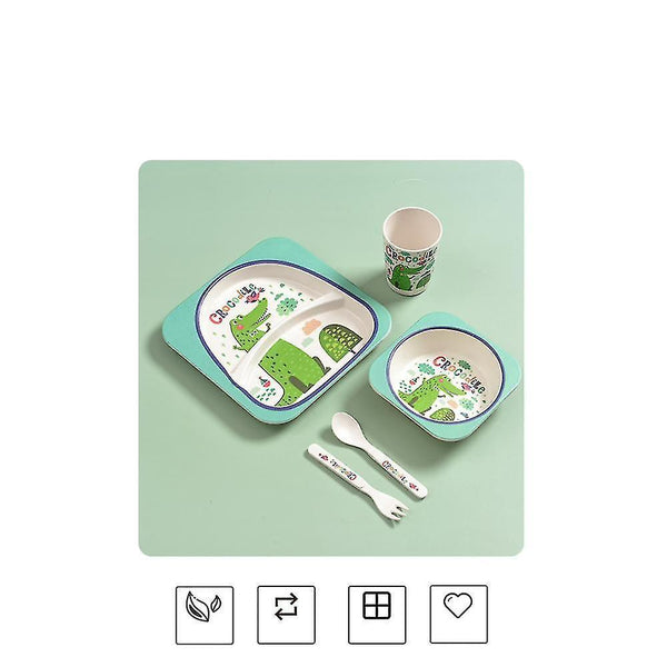 Dinnerware sets homemiyn five-piece bamboo fiber children's tableware elephant pattern kid sets