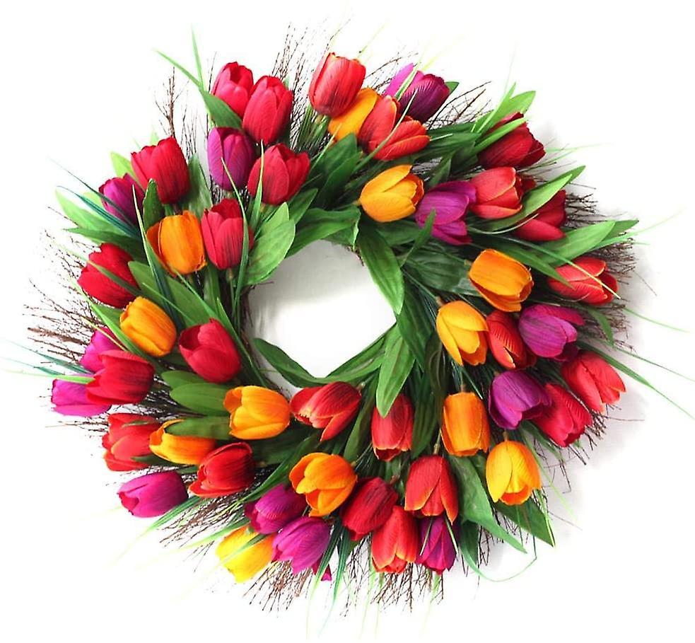 Artificial Tulip Flower Wreaths For Front Door 45 Cm Farmhouse Wreaths & Garlands