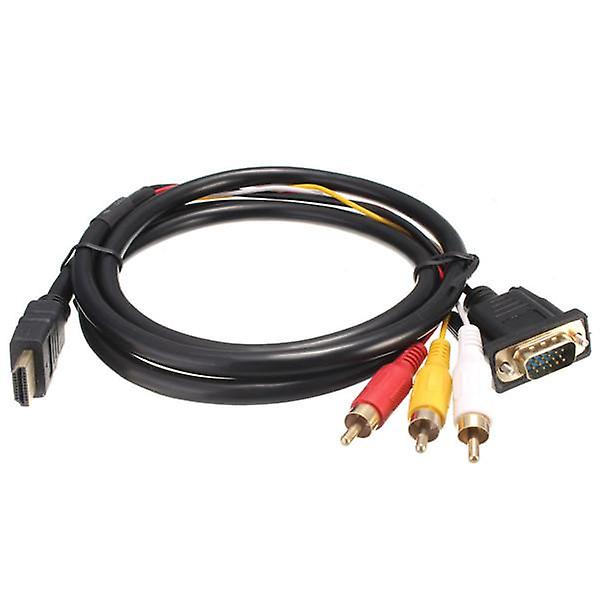 1.5m 5Ft HDTV HDMI to VGA HD-15 3 RCA Converter Adapter Connector WireWS41421