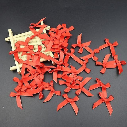 new red bows 100pcs satin ribbon bows diy craft christmas party decor packing bowknots sewing sm1731