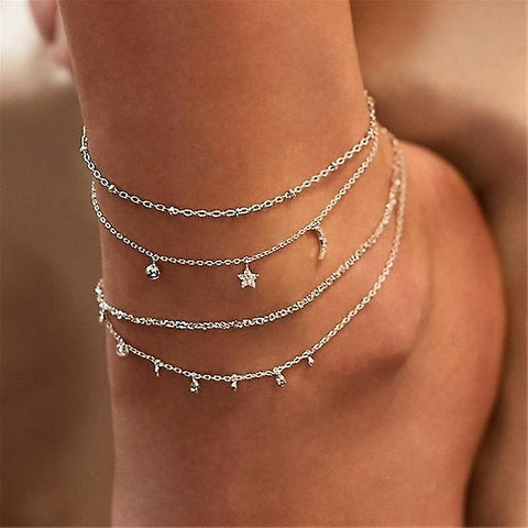 new enl1136 butterfly anklet gold multilayer crystal ankle bracelet foot chain leg beach sm666