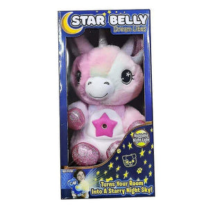 Stuffed animals pink unicorn with box star dream belly plush projector glowing toys christmas gift