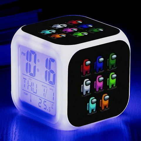 Alarm clocks #4 kids christmas giftgame among us imposter led alarm clock digital 7 colour night light