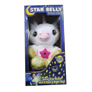 Stuffed animals white unicorn with box star dream belly lites lamp plush projector toy