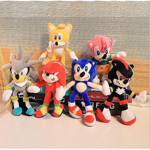 Stuffed animals red+yellow+blue+gray+black+pink 6pcs sonic the hedgehog plush doll toys