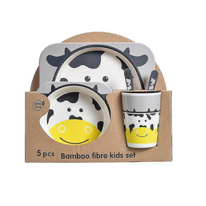 Dinnerware sets homemiyn five-piece bamboo fiber children's tableware cow pattern kid sets