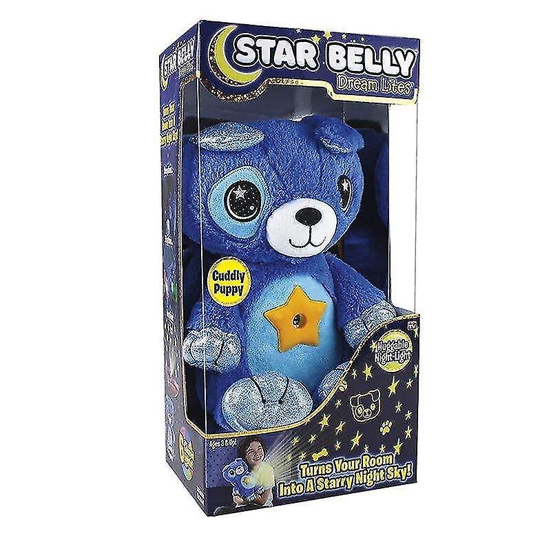 Stuffed animals blue bear with box star dream belly lites lamp plush projector toy