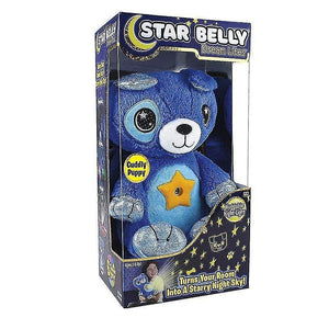 Stuffed animals blue bear with box star dream belly lites lamp plush projector toy