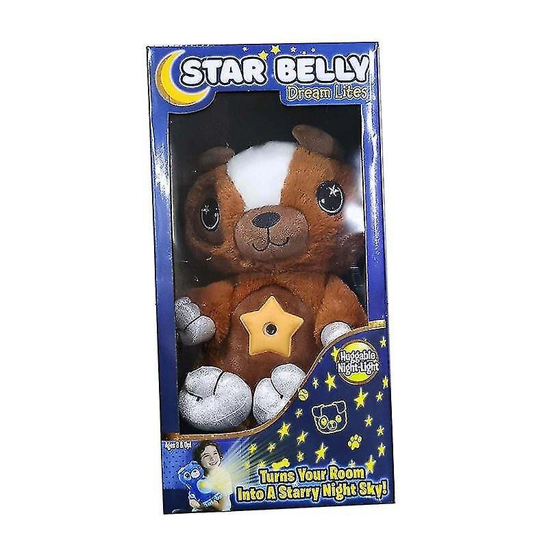 Stuffed animals brown bear with box star dream belly lites lamp plush projector toy