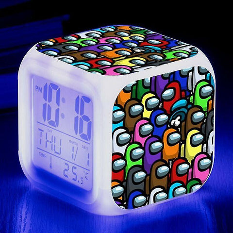 Alarm clocks #6 kids christmas giftgame among us imposter led alarm clock digital 7 colour night light