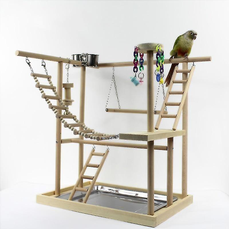 Bird toys wood parrot playground bird perch with ladders stand cage bird suspension bridge|bird toys