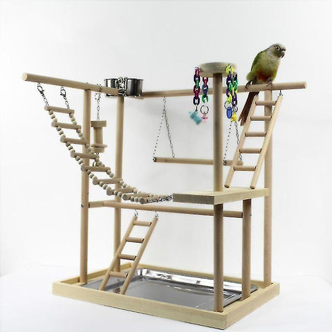 Bird toys wood parrot playground bird perch with ladders stand cage bird suspension bridge|bird toys