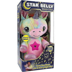 Stuffed animals rainbow unicorn with box star dream belly lites lamp plush projector toy