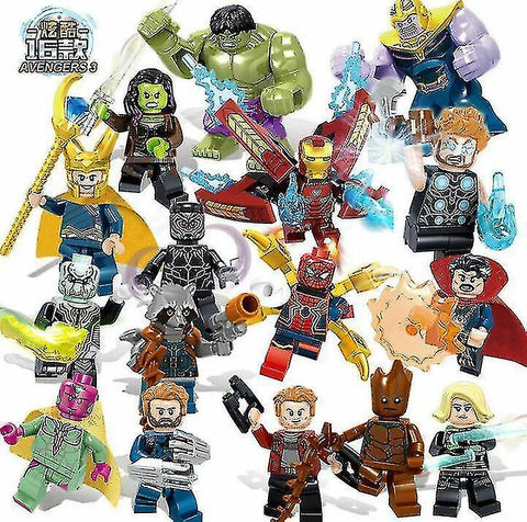 Action toy figures 16pcs marvel super heroes fit lego avengers infinity war mini figures man hulk