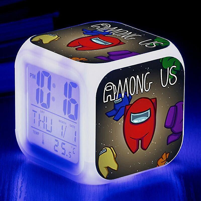 Alarm clocks #2 kids christmas giftgame among us imposter led alarm clock digital 7 colour night light