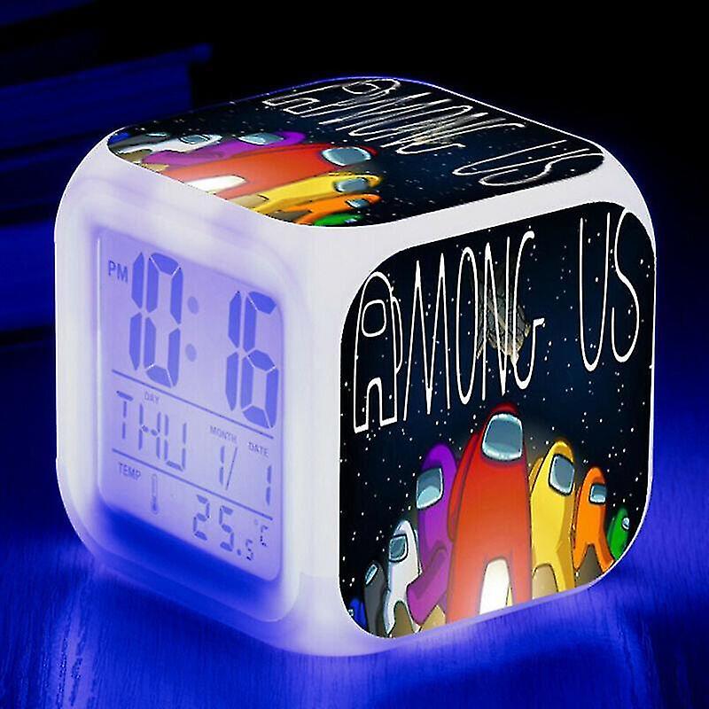 Alarm clocks #5 kids christmas giftgame among us imposter led alarm clock digital 7 colour night light