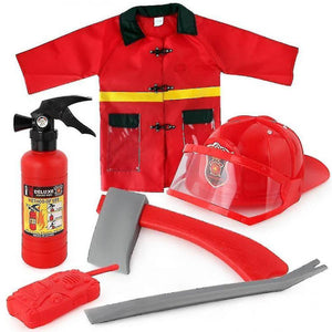 Pretend professions role playing 6pcs kids firefighter costume toddler fireman dress up party birthday christmas gift