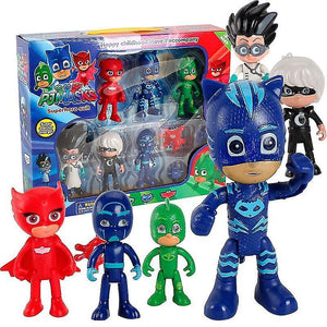 Alphabet toys 6 pcs pj masks toys 6pcs owlette gekko cloak máscara acción figura toy