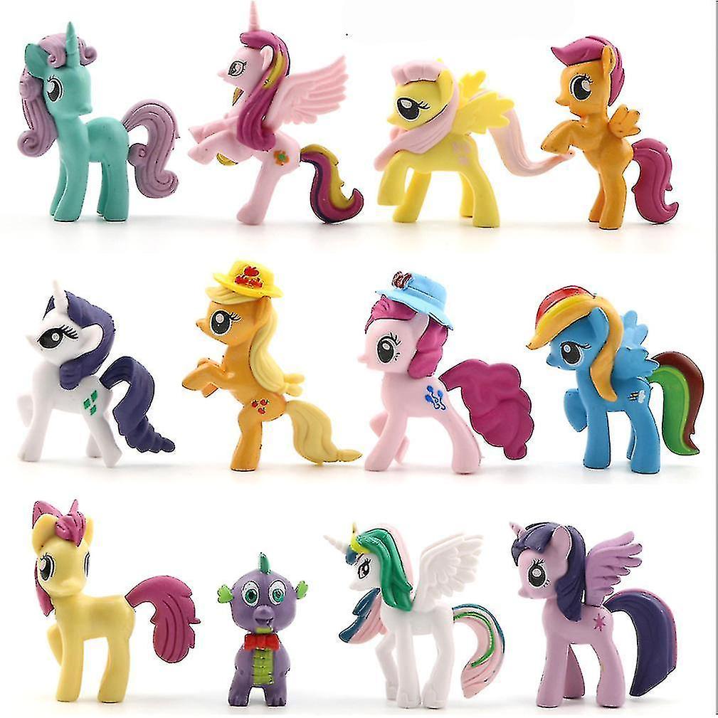 Action toy figures 12pcs little horse pony figure toy for girls collection christmas gift