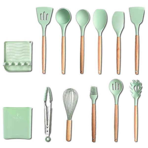 Kitchen Utensil Sets Silicone Kitchen Utensilios De Cocina Accessories Tools Cookware Set Wooden|Coo