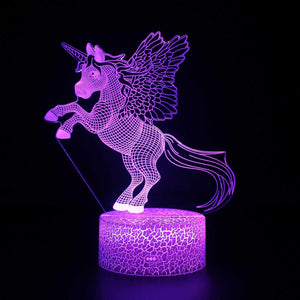 Christmas gift kids 3D Lamp 7 color Change Touch Light USB Remote Control Art Deco Make Unicorn YZ74