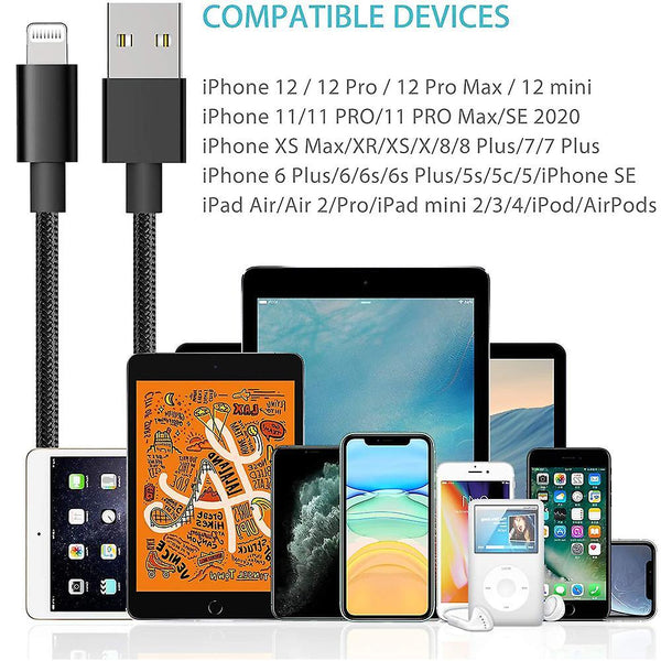 2m Black Iphone Charging Cable Long Cable Fast Charge Usb Charging Cable Power Adapter & Charger Accessories