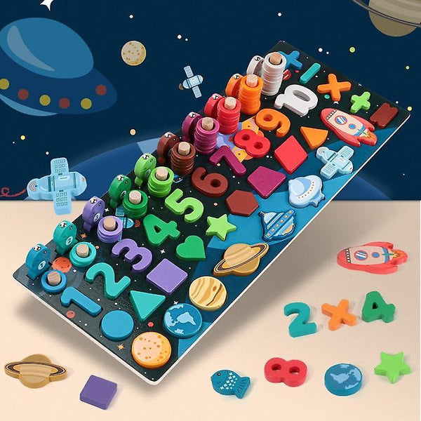 Fishing Toys Children's Fishing Game Wooden Building Blocks Baby Cognitive Number Shape Busy Toys|Ma