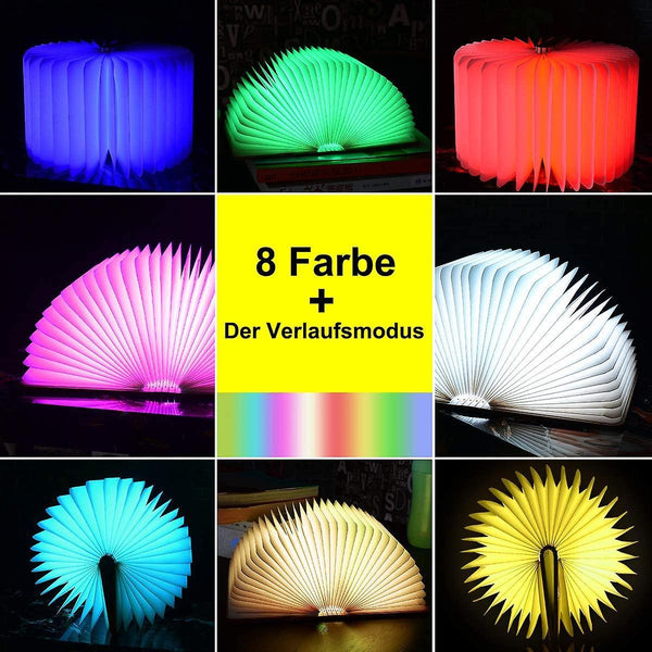 Led Book Lamp 8 Color Modes Book Lamp Wooden Folding Book Lamp Usb Rechargeable Table Lamp Bedside Lamp Decorative Lamps 360 Foldable Night Lights & Ambient Lighting