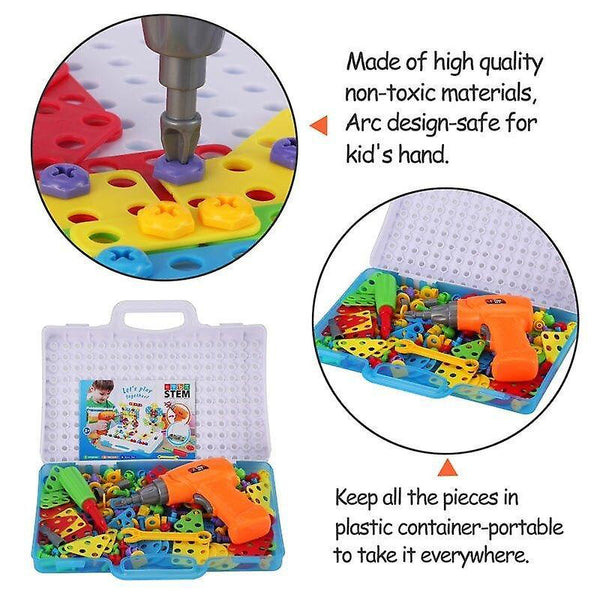 Wooden Blocks Drilling Screw 3D Creative Mosaic Puzzle Toys For Children Building Bricks Toys Kids D