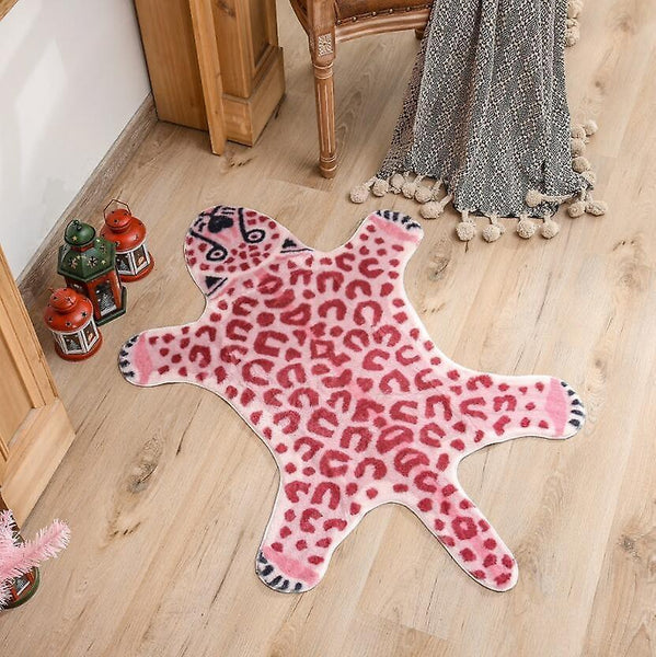 Bath mats rugs pink imitation leopard pattern rug faux skin leather nonslip mat washable animal print carpet