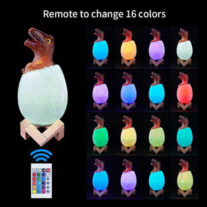 Robotic Toys Velociraptor Dinosaur Egg LED Night Lights 16 Colors Table Lamp