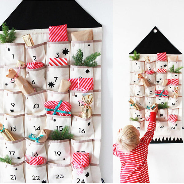 Christmas gift kids As shown 24 Pockets Fabric Calendar To Hanging Xmas Ornaments Party Advent Draws