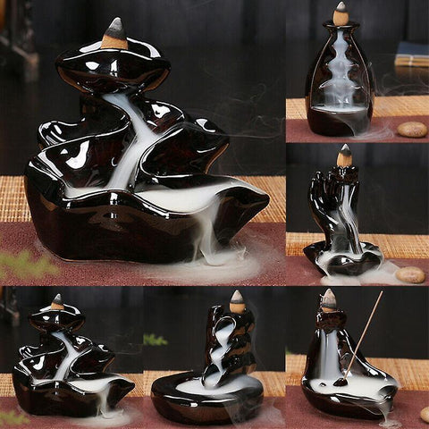 Incense Holders Pattern 2 Ceramic Backflow Waterfall Smoke Incense Burner Censer Holder Home Decor C